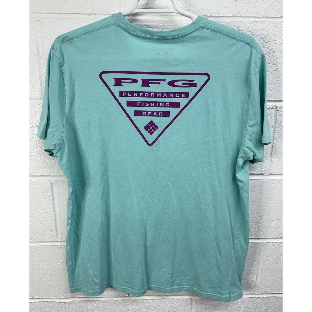 Columbia PFG Performance Fishing Gear Men's Cotton T-shirt Teal‎ Purple Men's XL